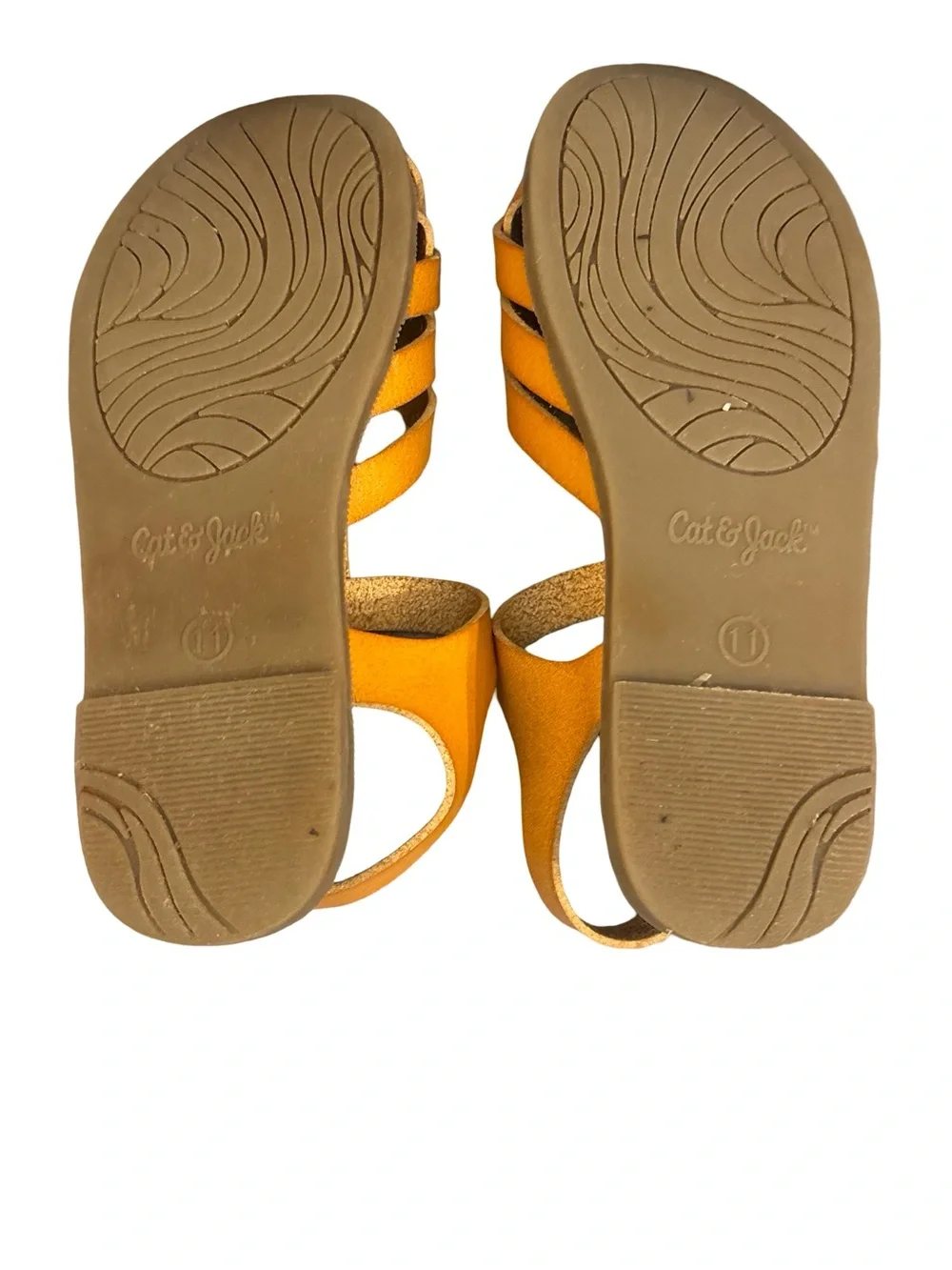 Cat & Jack Toddler Girls Casual Summer Yellow Woven Leather Sandals Size 11